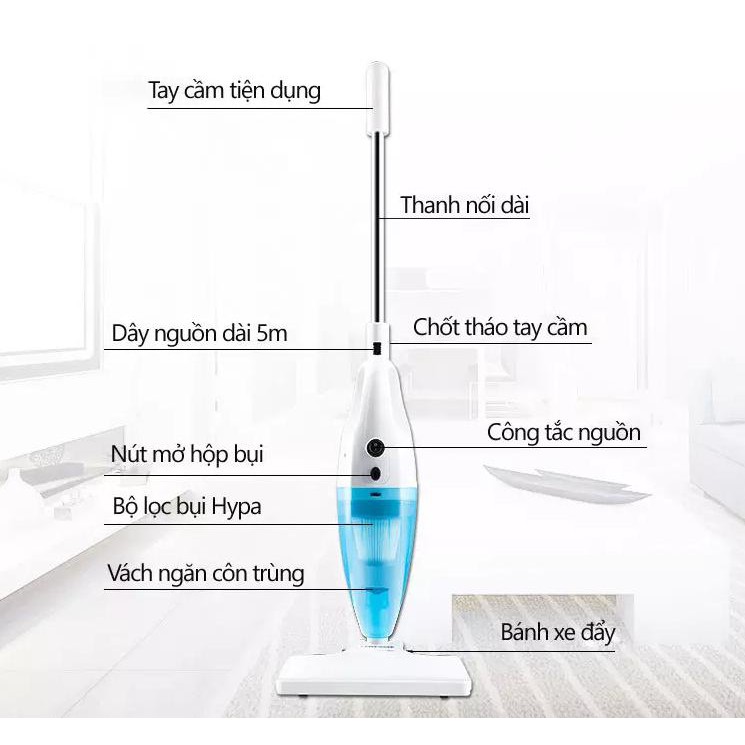 Máy hút bụi, máy hút bụi cầm tay đa năng có thể hút sàn hút rèm hút bàn phím thiết kế nhỏ gọn, hút mạnh Bảo hành 2 năm