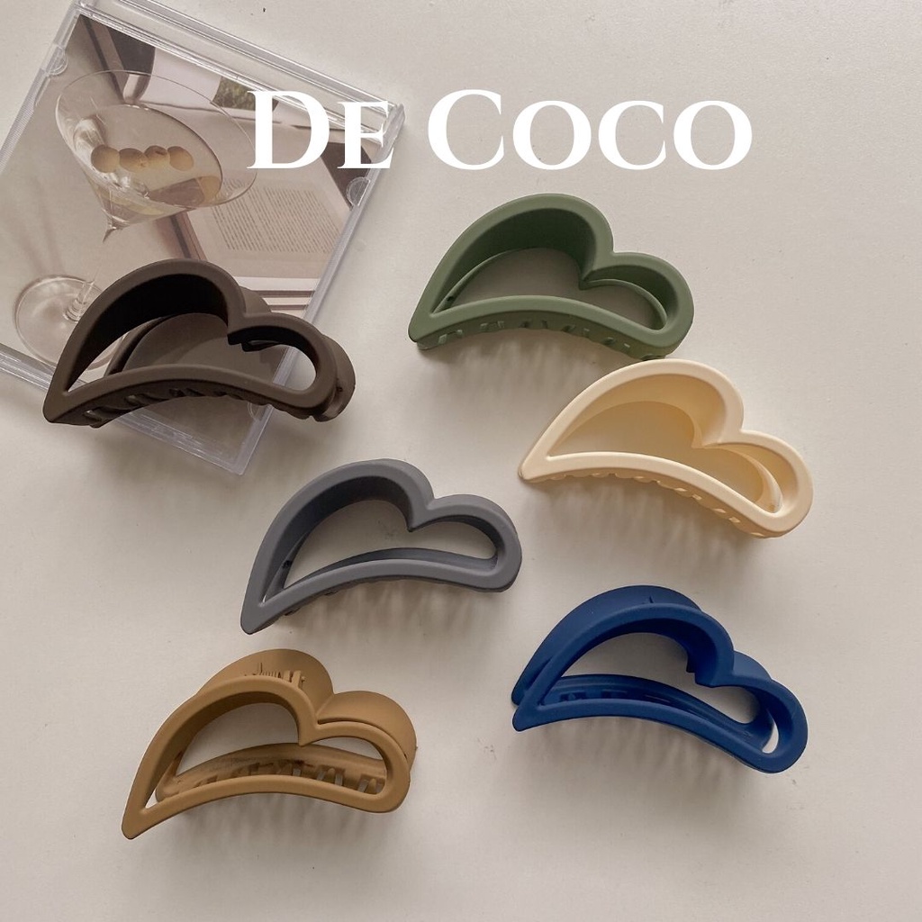 Kẹp tóc trái tim Hàn Quốc Loveline, kẹp càng cua nhựa lì vintage decoco.accessories