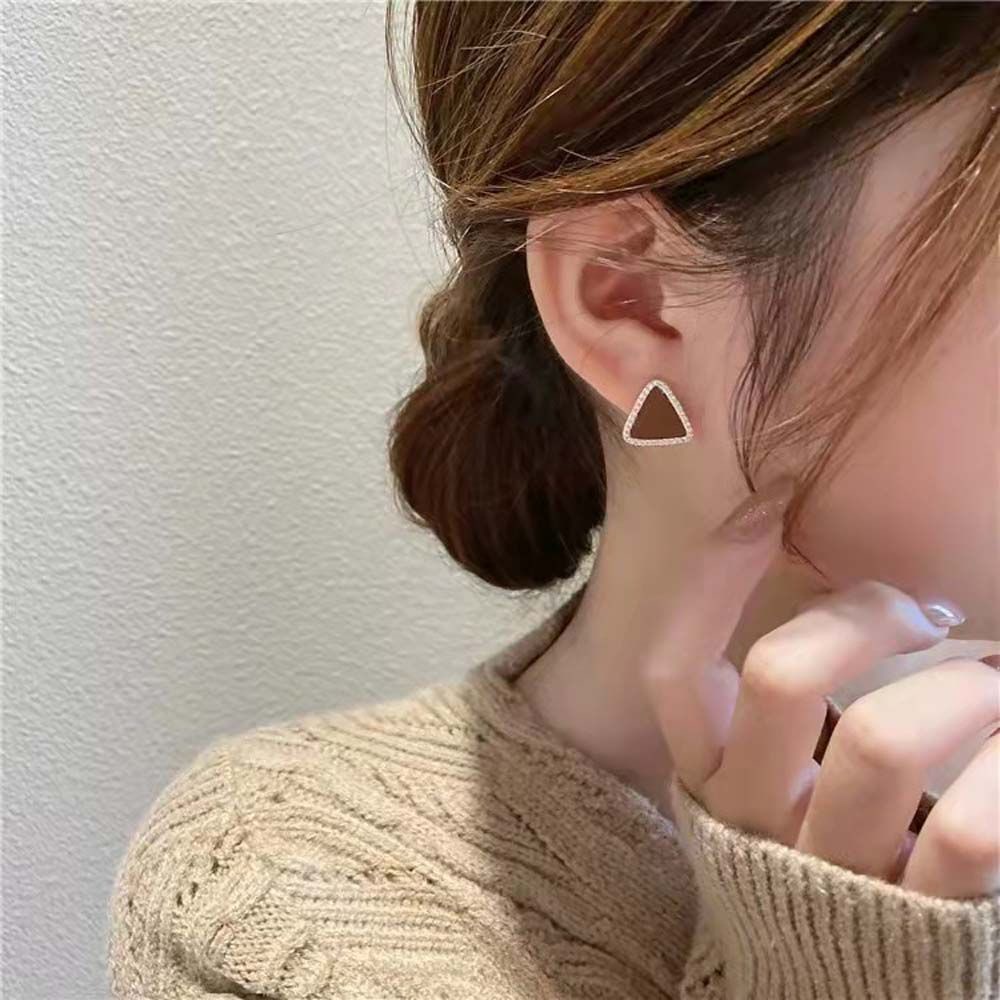 Bông tai hình tam giác bằng hợp kim phong cách Hàn Quốc thời trang cho nữ