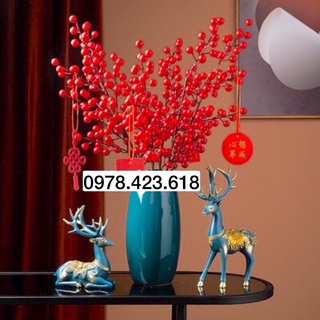 Cành đào đông (cherry giả) 1m 12 nhánh trang trí Tết loại cao cấp