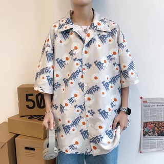  Áo sơ mi hoa cúc unisex form rộng cá tính