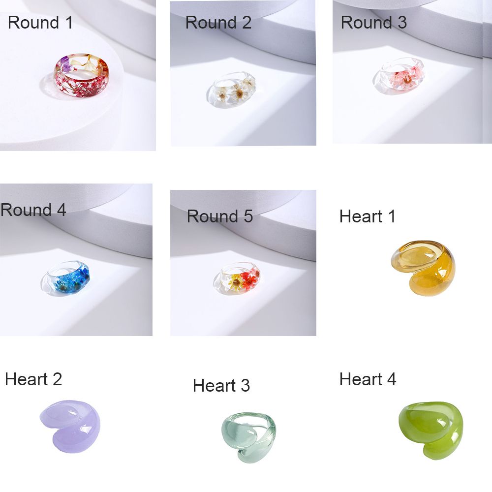 Nhẫn đeo tay nhựa resin trong suốt họa tiết hoa khô tự nhiên dành cho nữ