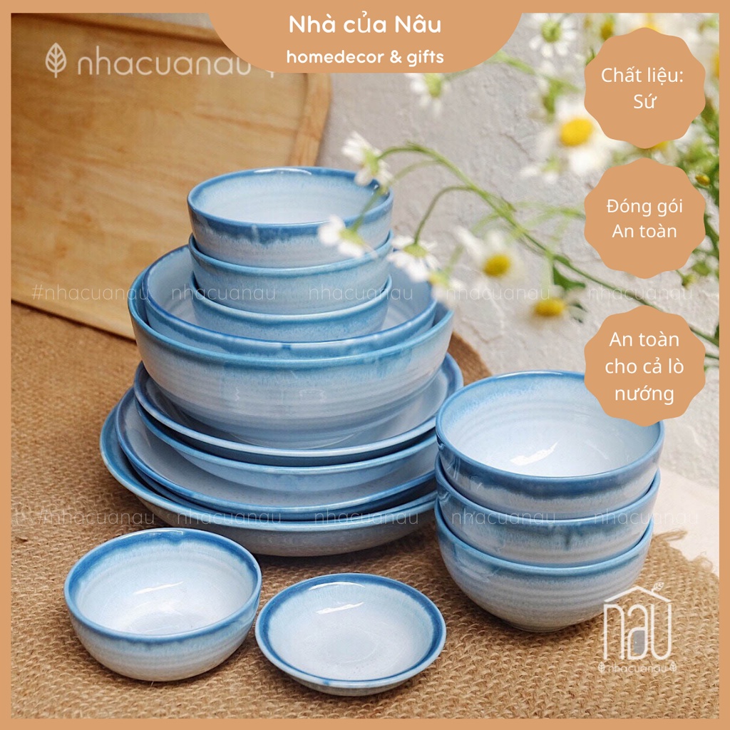 Sản phẩm bát đĩa Lam Ngọc sứ men ngọc làm quà cưới quà tân gia, men đẹp dễ chùi rửa, an toàn cho lò vi sóng