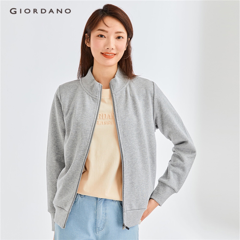 Áo khoác GIORDANO 13372801 vải thô cổ đứng mở cho nữ