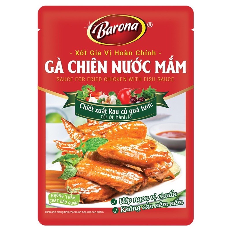 Xốt Gà Chiên Nước Mắm Gia Vị Hoàn Chỉnh BARONA - Gà Chiên Nước Mắm gói 80g