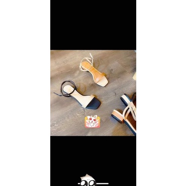 Sandal quai ngang phối màu gót 2 phân