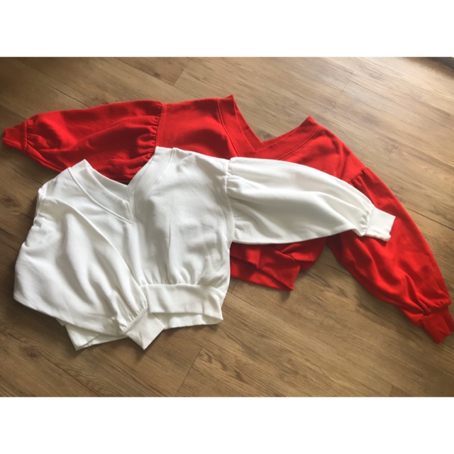 Áo nỉ bông street style croptop tay phồng- A.63-A.1125