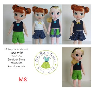 Rập giấy quần áo búp bê M8 (quần short)