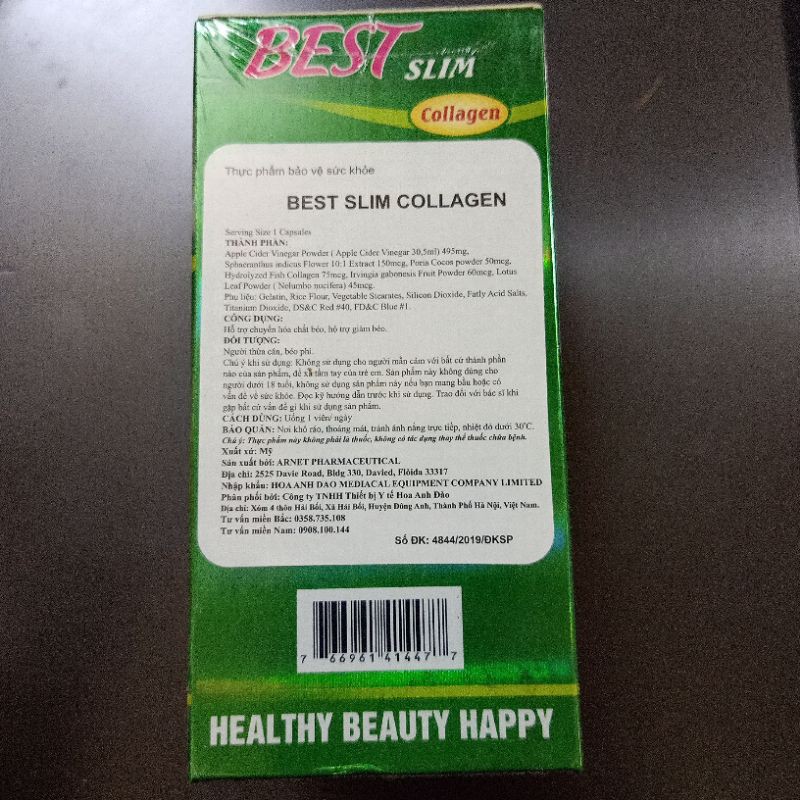 HÀNG CHÍNH HÃNG] Giảm cân Best Slim Collagen, giúp giảm cân, giảm Cholesterterol