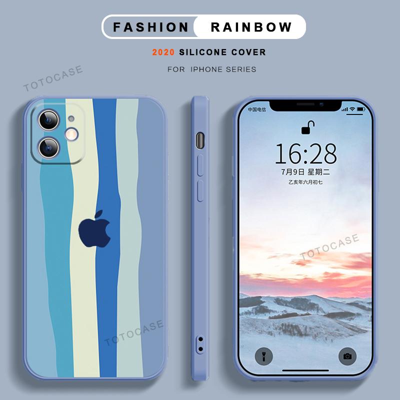 Ốp Điện Thoại Silicon Màu Cầu Vồng Cho Iphone 12 Mini 12pro 11 Pro Xs X Max 7plus 8plus Se 2020 Xr 12 11 Pro Max 7