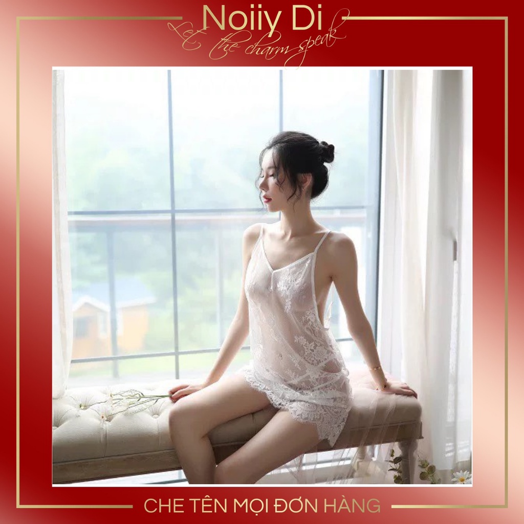 Đồ Ngủ Sexy Ren Mềm Hoạ Tiết Hoa Sang Trọng, Váy Ngủ Gợi Cảm Xuyên Thấu Hai Dây Hở Lưng. Tặng Chip Siêu Đẹp. 012