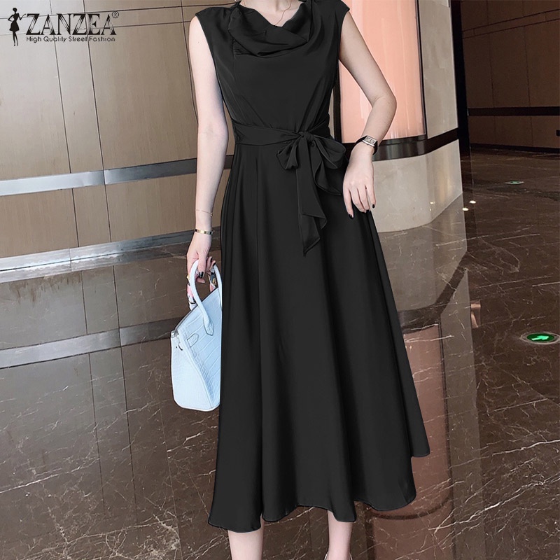 Đầm dài ZANZEA không tay thời trang thanh lịch dành cho nữ