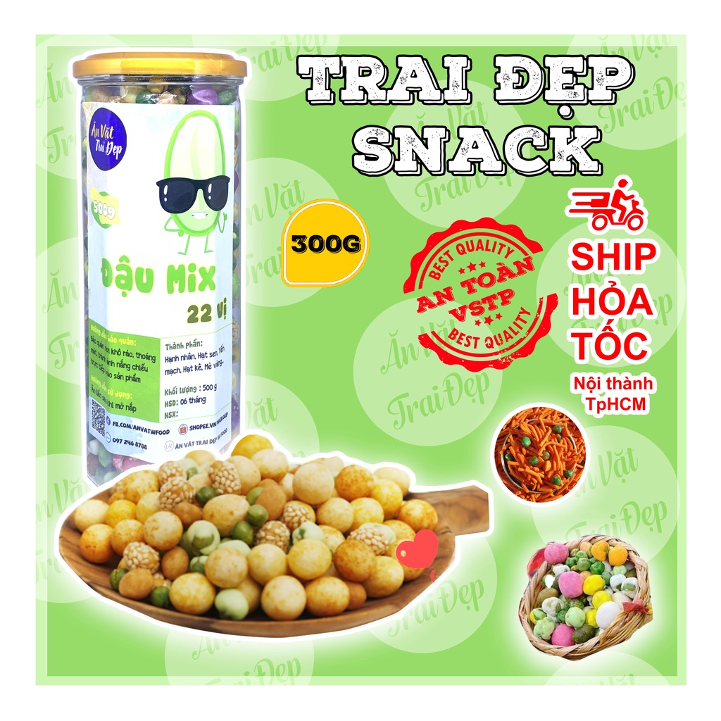 ĐẬU 22 VỊ MIX BIM BIM QUE HỦ PET 400G - TRAI ĐẸP SNACK