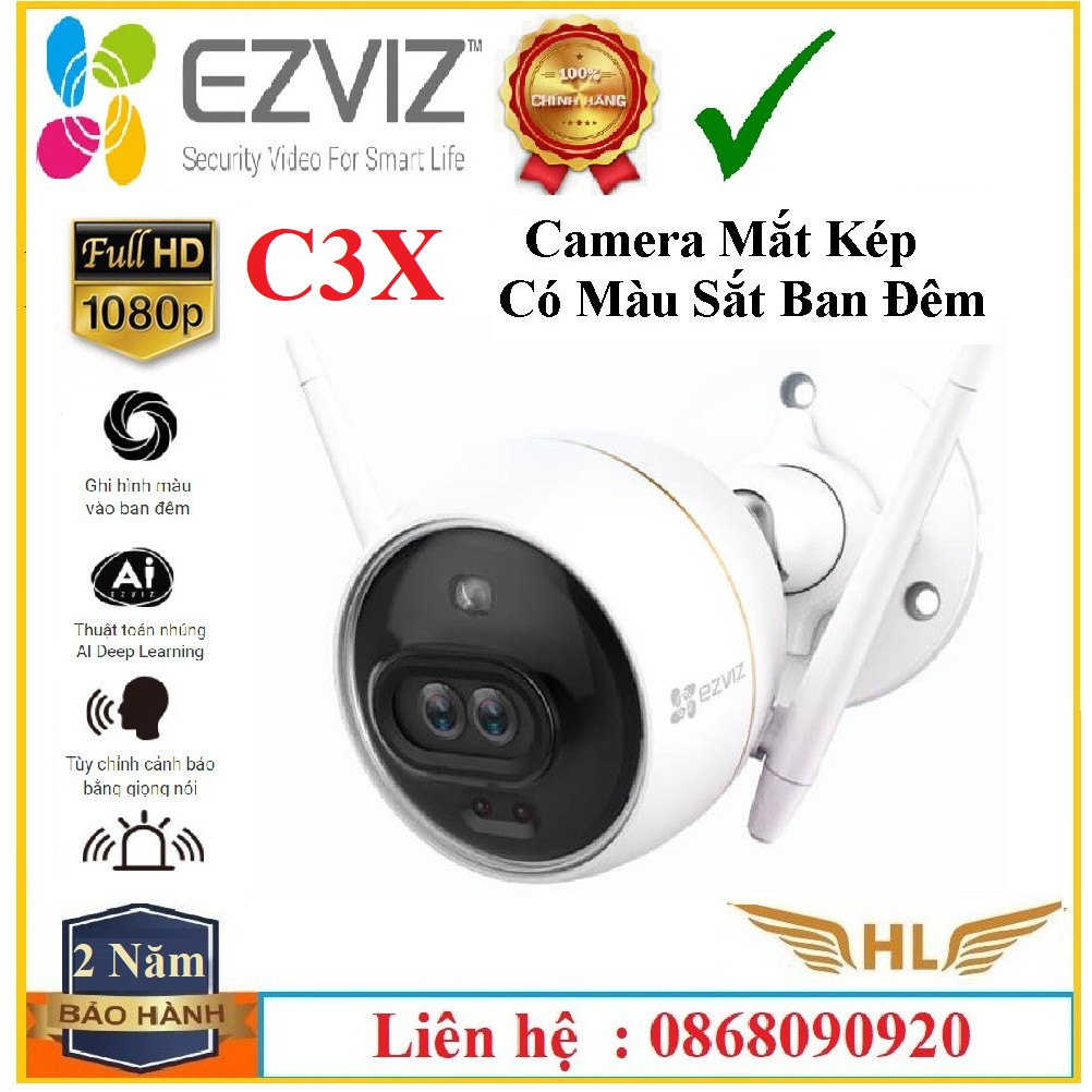 Camera Wifi Ngoài Trời Siêu Nét Màu Đêm Ezviz C3X Mắt Kép 2Mp, Ezviz C3W Pro 4Mp,C3W Pro 2Mp ,Ezviz C3W- Hàng Chính Hãng