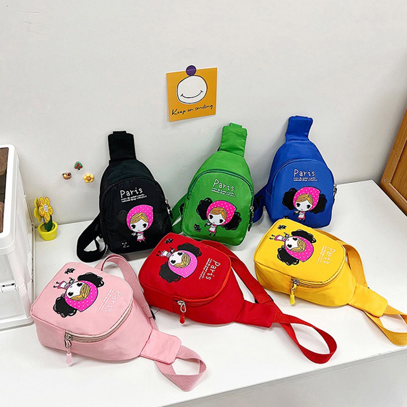Túi Đeo Chéo Một Bên Ngực Bằng Nylon In Hoạt Hình Nhiều Màu Dành Cho Bé Trai Bé Gái