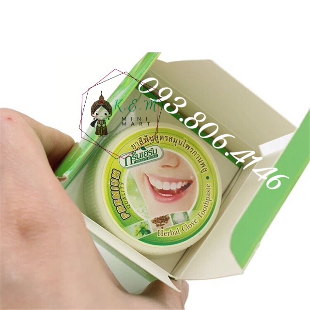 Kem tẩy trắng răng Green Herb Thái Lan 25g tặng hủ nhỏ 10g