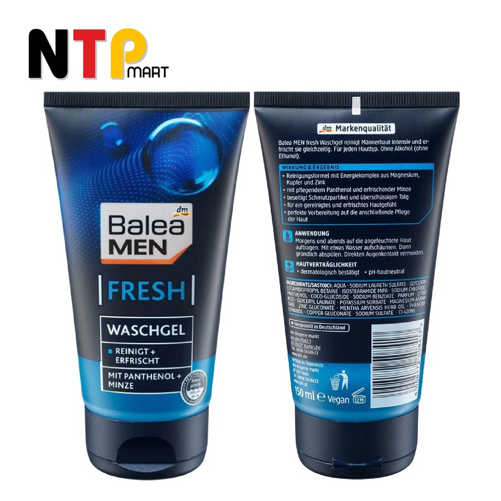 Sữa rửa mặt nam Balea Men Waschgel Fresh tuýp 150ml nhập khẩu Đức
