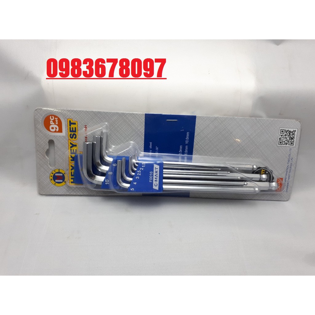Bộ lục giác 9 cây HỆ MÉT 1.5--10mm KAPASI