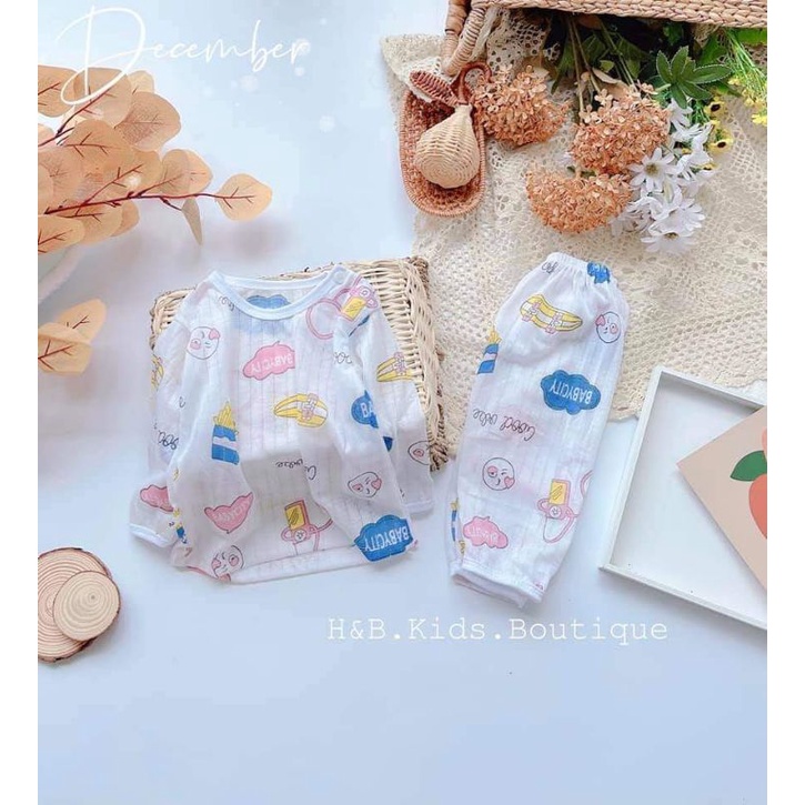 Bộ cotton giấy dài tay cho bé (6-14kg)