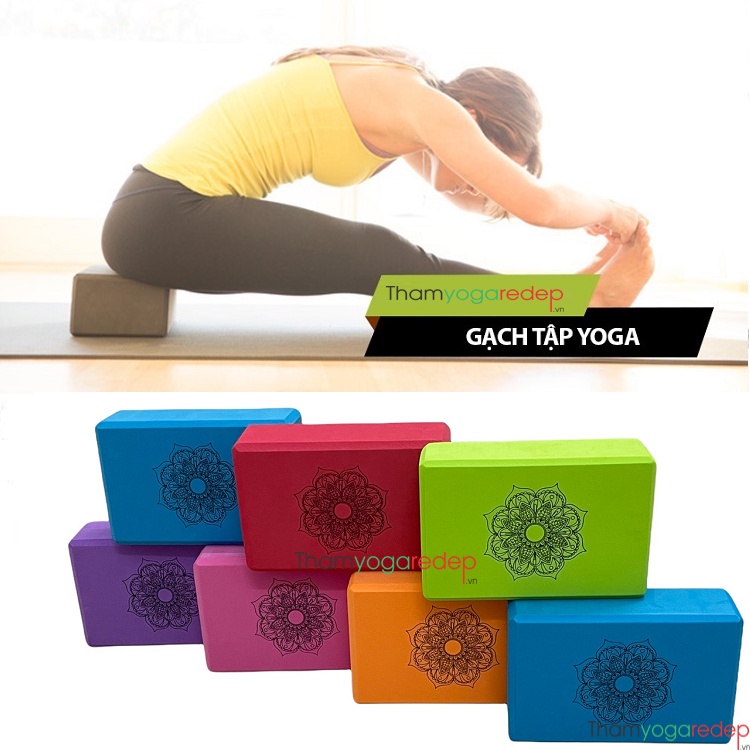 Gạch Tập Yoga Xốp Eva Nặng 220g In Hoa Mandala - Cứng  gấp 3 lần loại gạch tập thông thường (1 Viên)