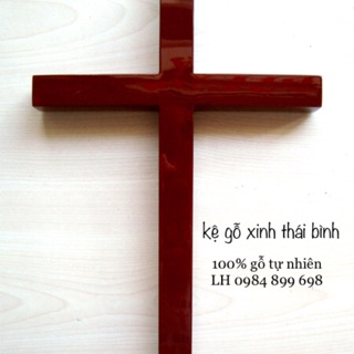 Kệ gỗ treo tường hình Thánh Giá Đức Tin (dành cho người đi đạo)