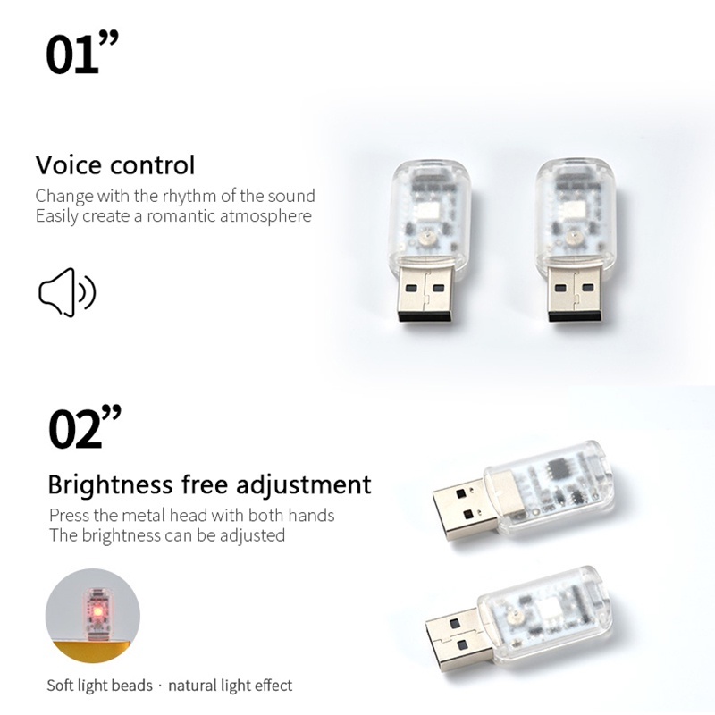 Mini RGB LED USB Xe hơi Nội thất Đèn neon Khí quyển Phụ kiện ánh sáng xung quanh