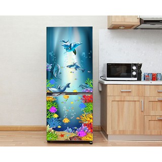 Decal dán tủ lạnh - Mẫu Đàn cá 02 - Chất liệu cao cấp - Có sẵn keo dán
