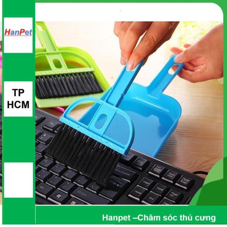 Hanpet.GV- 439- Bộ hót phân chó mèo kèm chổi MINI (- 4711792) kích thước 13x12cm, xẻng Hót kít chó / vệ sinh chó mèo