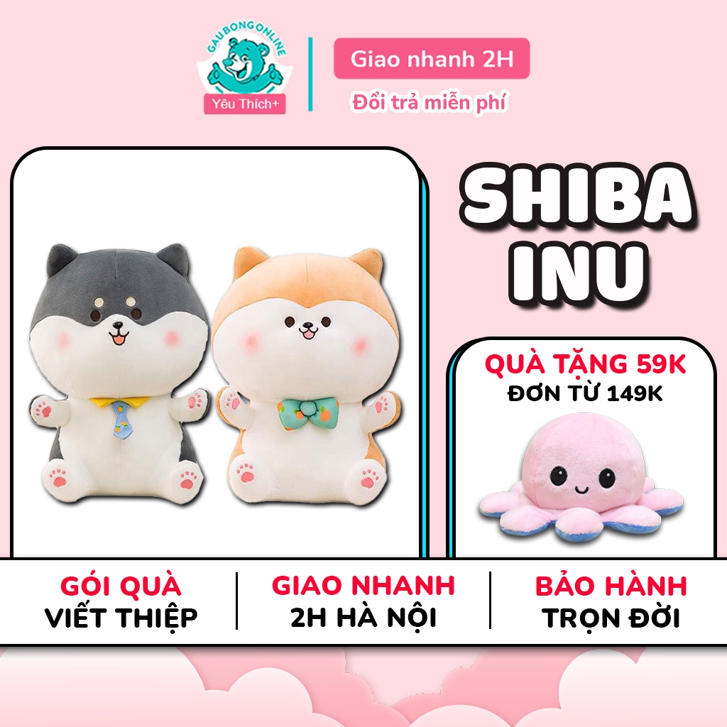 Gấu Bông Chó Shiba Inu Mập Đeo Nơ Dễ Thương Cao Cấp Gấu Bông Online