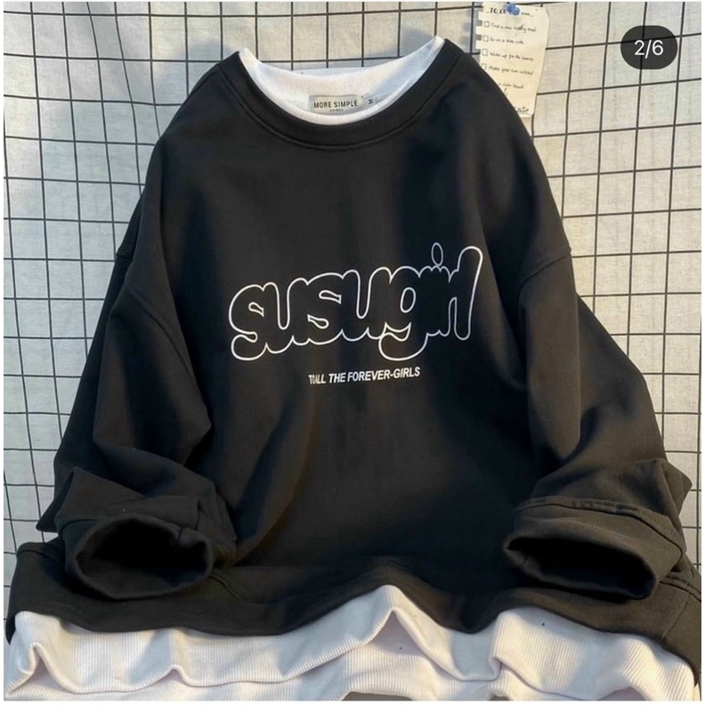 Áo Sweater Sugirl Nỉ Ngoại Unisex Nam Nữ Xinh 🌟 Áo Swt Tay Phồng Chất Nỉ Đẹp | BigBuy360 - bigbuy360.vn