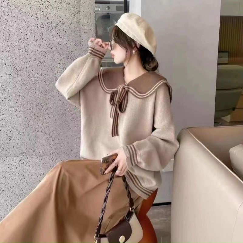 Áo len nữ sinh cổ nơ
