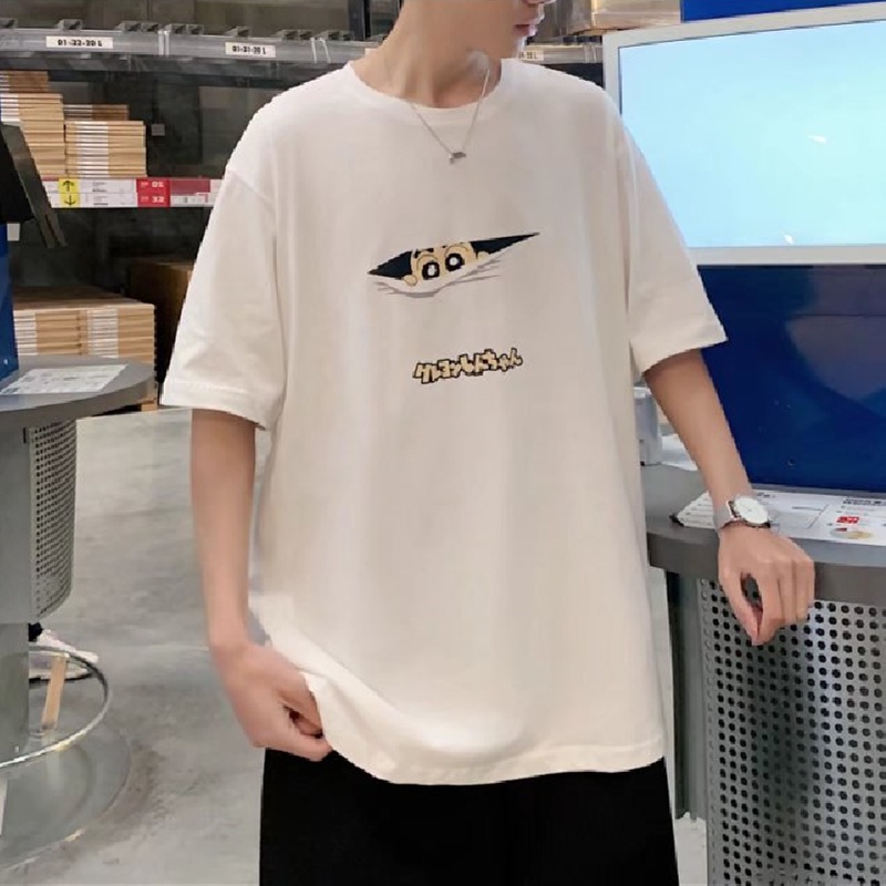 Áo Thun Tay Ngắn Dáng Rộng In Họa Tiết Hoạt Hình Phong Cách Hip Hop Hàn Quốc Thời Trang Cho Nam