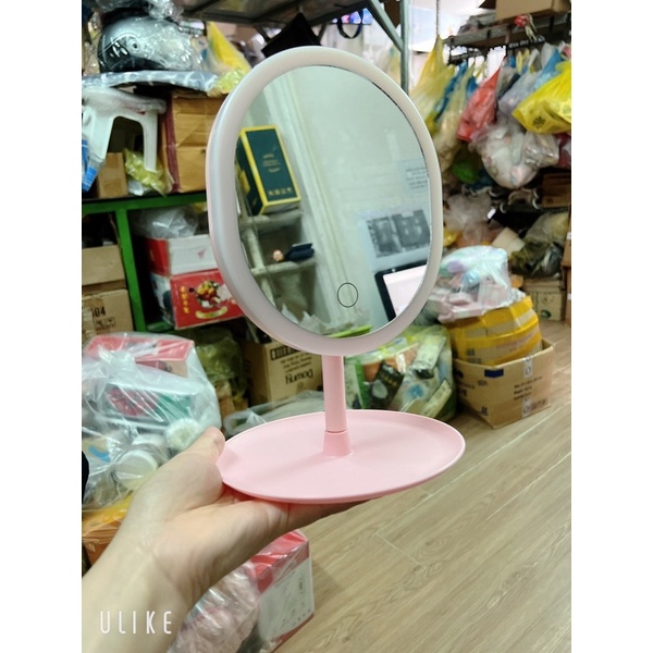 GƯƠNG SOI TRANG ĐIỂM ĐỂ BÀN CÓ ĐÈN MẪU BẦU DỤC CAO CẤP