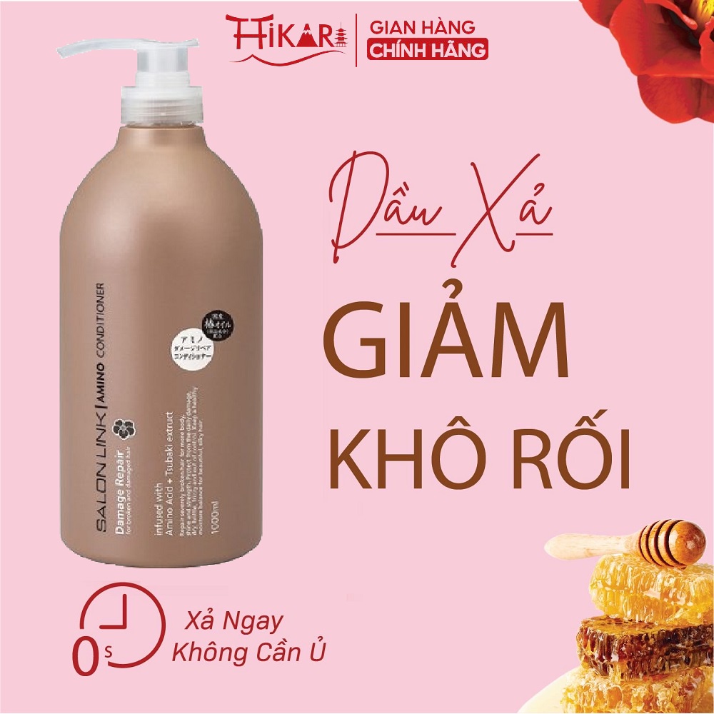 Cặp Dầu Gội Và Xả Hoa Trà Phục Hồi Tóc Hư Tổn Kumano Salon Link Salonlink Damage & Repair 1000ml