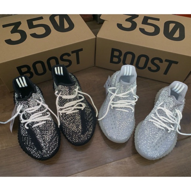 | New + Ảnh Thật | Giày Yeezy V2 350 Trắng Đen Full phản quang