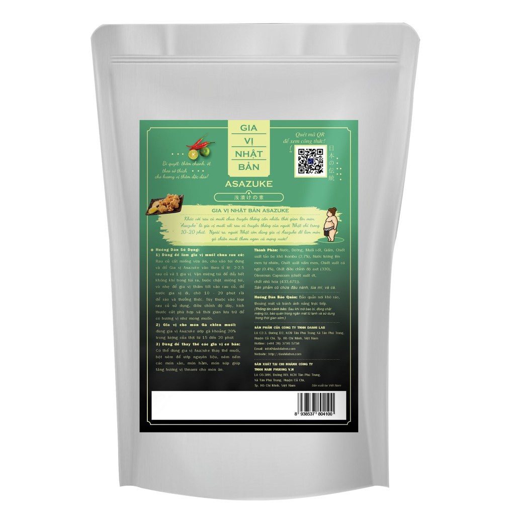 Gia vị muối chua rau củ Asazuke Nhật Bản - Dashi Lab - 1kg/túi