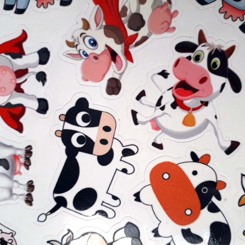 Sticker/ Hình dán trang trí con bò sữa