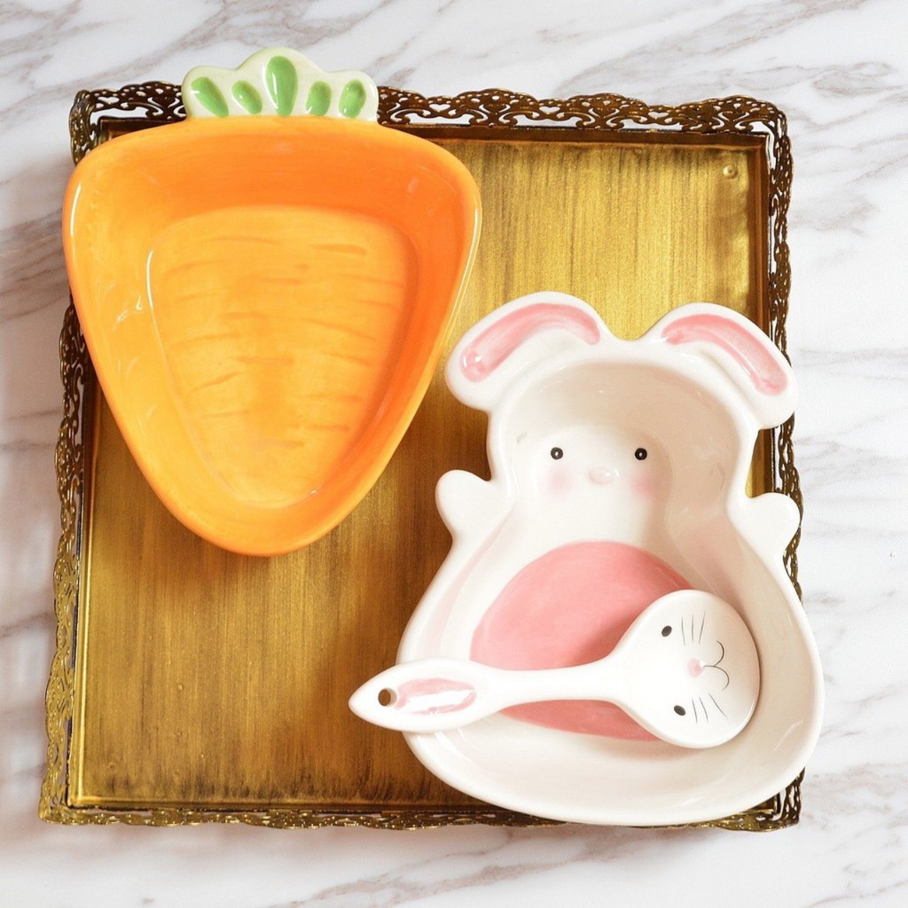 Bát ăn dặm sứ hình Cà rốt, Thỏ