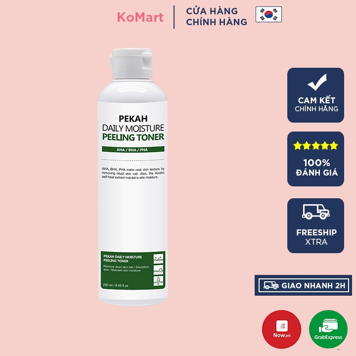 Nước Hoa Hồng Cải Thiện Da Mụn, Làm Sạch Sâu Và Dưỡng Ẩm PEKAH Daily Moisture Peeling Toner 250ml