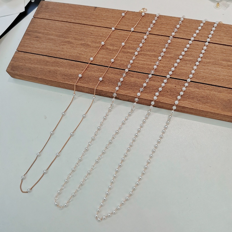 DÂY ĐEO KHẨU TRANG -  DÂY ĐEO MẮT KÍNH MINI CLEF - LÀM THÀNH VÒNG CỔ - DÂY XÍCH MẠ MÀU VÀNG PHỐI HẠT NGỌC