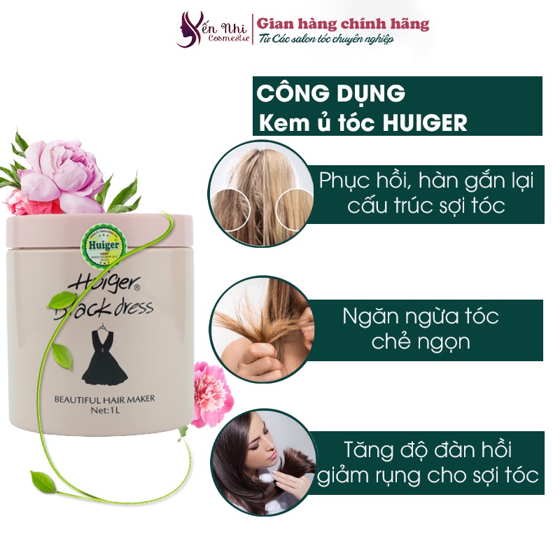 Kem ủ tóc collagen Huiger dầu hấp tóc phục hồi hư tổn 1000ml, mỹ phẩm tóc yến nhi