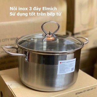 Nồi inox 3 đáy Elmich xài bếp từ - nồi inox 3 đáy Elmich