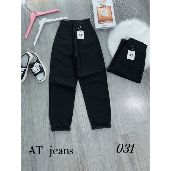 Quần jean baggy lưng cao màu xám chất vải dày mịn H.N.M STORE