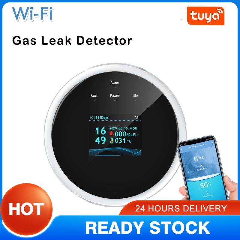 Máy dò rò rỉ khí gas thông minh Wifi màn hình LCD cảm biến nhiệt độ USB