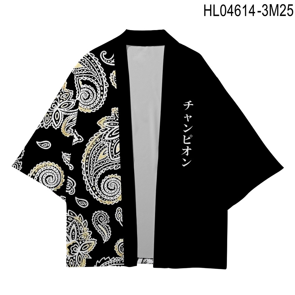 Áo Choàng Kimono In Họa Tiết Gợn Sóng 3D Thời Trang Nhật Bản Dành Cho Nam Nữ