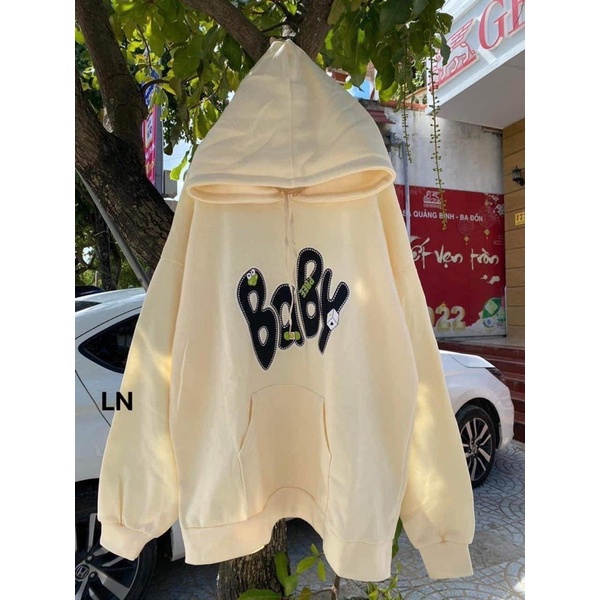 Áo hoodie baby chữ hoa mũ 2 lớp TH6