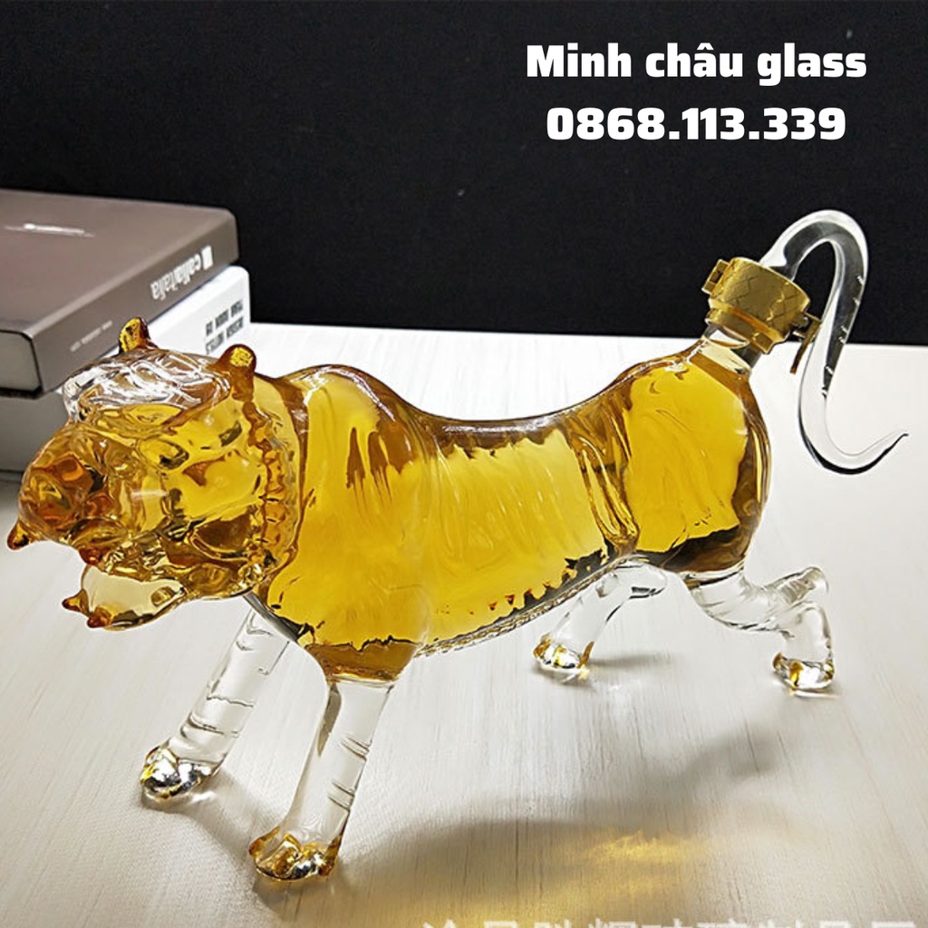 Bình đựng rượu hình con Hổ DẦN thuỷ tinh cấp làm quà tặng ý nghĩa, Tặng tân gia