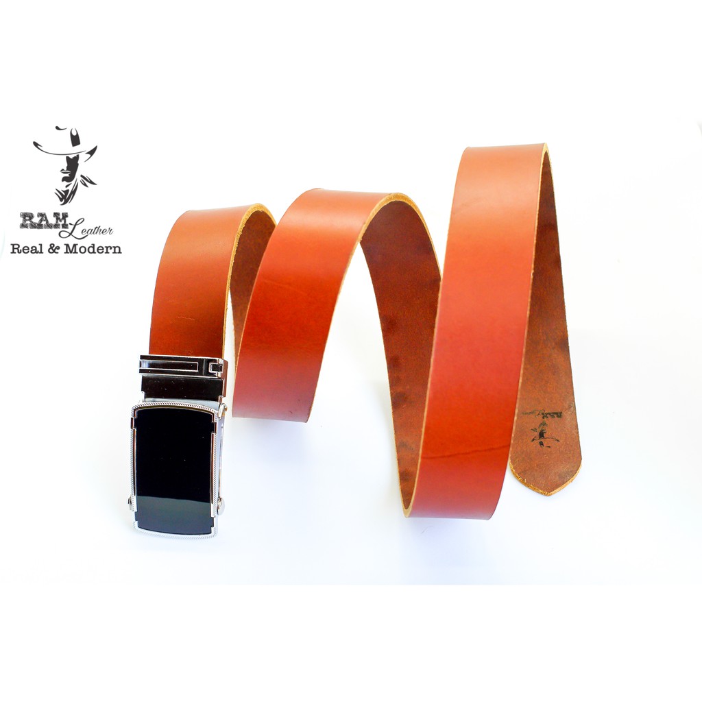 Thắt Lưng Nam Da Vò Vegtan Italia Khóa Đen - RAM Leather