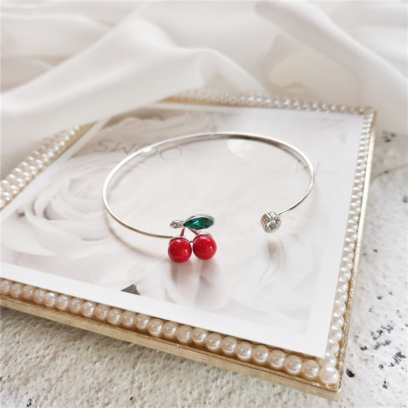 Vòng tay nữ mạ bạc S925 - Lắc tay nữ mạ bạc Ý Double Cherry dễ thương, xinh xắn ZaZa accessories