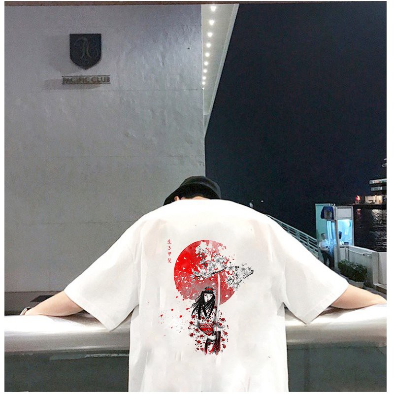 Áo thun nam tay lỡ họa tiết samurai form rộng vải dày mịn 2020T2611